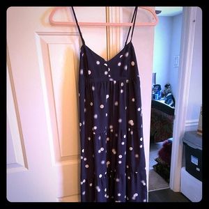 Blue and white polka dot dress
